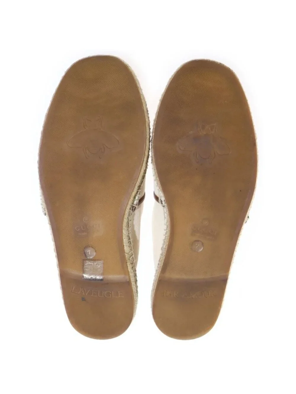 Gucci Vintage Logo Print Espadrilles Canvas Leather Slip-on Low Cut Shoes Beige
